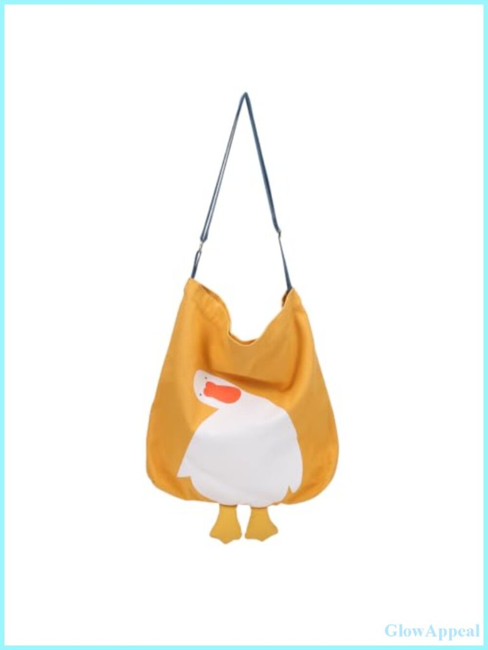 Cute Canvas Tote Bag - Kawaii Duck Crossbody Bag with Adjustable Strap